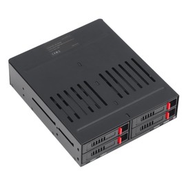 5.25" Mobile Rack Backplane, Hard Drive Enclosure Aluminum Trayless, 4 Bays Cage Chassis Built in Quiet Fan with Multiple Protections for External 2.5" HDD SSD, 9.5mm 12.5mm, SATA I/II/III