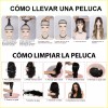 ANOGOL Peluca De Cabello Lacio Natural Negro Degradado