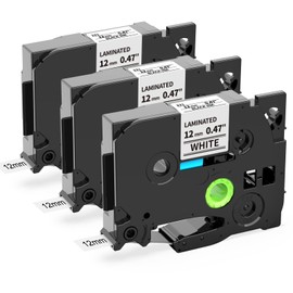 Oozmas Compatible with Brother P-Touch Tapes TZe231 Labelling Tape tze-231 12 mm 0.47 Laminated White Compatible with Brother Label Maker P-touch D400 H100L 1830 2430 E100 P700, Pack of 3