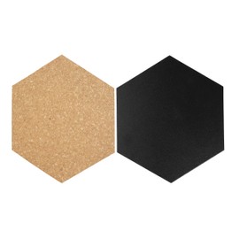 Securit Hexagon Shaped Wall Mounted Cork Board & Chalk Board Set, 3 x Cork Board, 4 x Blackboard with Chalk Marker Pens Set, Great for Home, School or Office