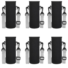 Rtteri 6 Pcs Neoprene Water Bottle Carrier Bag with Adjustable Shoulder Strap 32oz Insulator Water Bottle Cover Holder Cooler Sleeve for Stainless Steel/glass/plastic (Black)