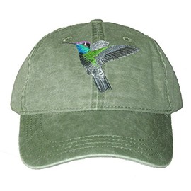 Magnificent (Rivoli's) Hummingbird Embroidered Cotton Cap Green