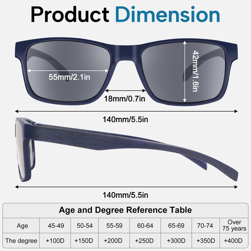 LADEESSE 3 Pack Reading Sunglasses For Men/Women - Fashion UV400