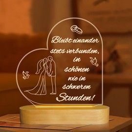 Ammonite Wedding Gifts Stay Together Gift Wedding Night Light Warm White Light Wooden Base Lamps Gifts Bedroom Decoration