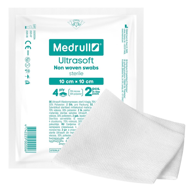 Medrull Non-Woven Sterile Ultra Soft 4-Ply Compresses - 10 x