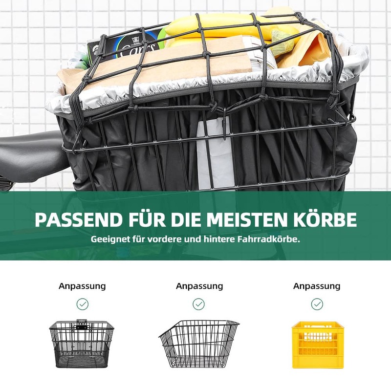 ANZOME Bicycle Basket Luggage Net & Waterproof Cover, Bicycle Basket