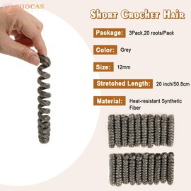 PHOCAS 20'' 3Packs Short Crochet Hair Curly Jamaican Bounce Crochet Hair for Black Women - 12MM #GREY