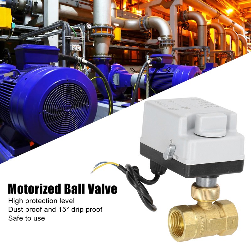 Motorized Ball Valve Electrical 2 Way Normally Closed Manual Automatic