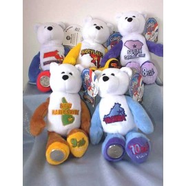 Limited Treasures COIN BEARS Collectible 2000 Set #06 -#10 of (5) State Quarter 9" Plush Bears -A1