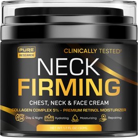 PURE RESEARCH Neck Firming Cream - Anti Wrinkle Cream Day & Night Face Neck and Décolleté Cream - Moisturizing, Lifting & Hydrating