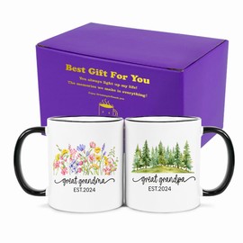 Fatbaby New Great Grandparents Gifts First Time 2024, Pregnancy Announcement for New Great Grandparents Mug Set, Promoted To Great Grandparents Great Grandma Grandpa 2024 Mugs 11 OZ