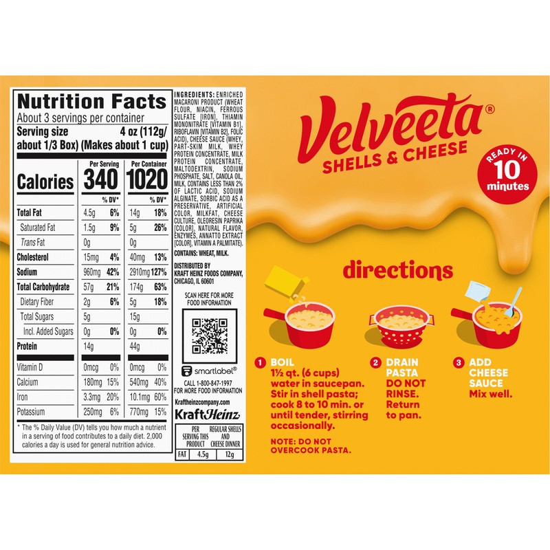 Velveeta Shells & Cheese Pasta with Cheese Sauce & 2%