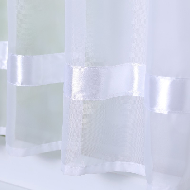 Joyswahl “Julie” Short Voile Curtain with Tabs and Satin Ribbon