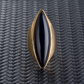 HAIXIAN Exaggerated Gemstone Ring,Big 14K Gold Plated Cocktail Party Ring,Eye Shape Stone Chunky Statement Ring Jewelry Gift for Women (A01_Black, 9)