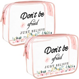 KOOSREEL Clear Travel Toiletries Bag for Women, 2 Packs TSA Approved Toiletry Bag with Zippers Travel Essentials PVC Waterproof Cosmetic Clear Wash Bag for Girls