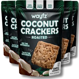 Roasted Coconut Crackers – Vegan Snack & Gluten Free Cracker Made with 100% Real Coconut – Organic, Dairy Free, Non-GMO, Lightly Sweet & Crunchy – 2 Coconuts in Every Bag - (Pack of 5)