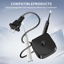Waterproof Electric Toothbrush Charger Base for AquaSonic Black & Vibe Series, Compatible Charging Stand with Power Adapter - Fast Charging, Universal Voltage, Travel-Friendly (Black)