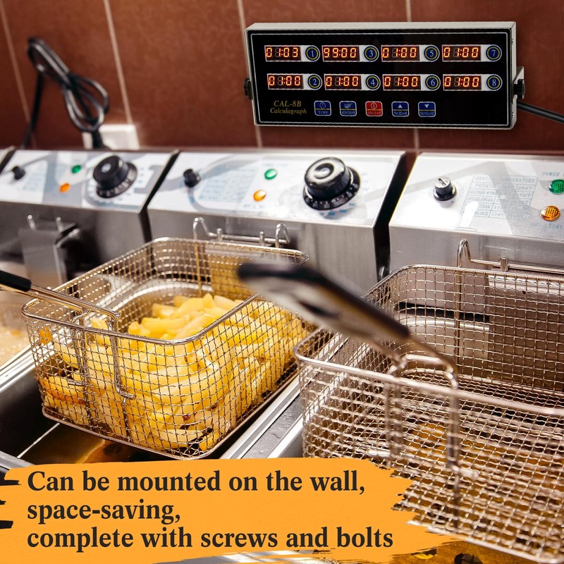 1 Pack Commercial 8 Channel Digital Kitchen Timer, Multi-Countdown Timer