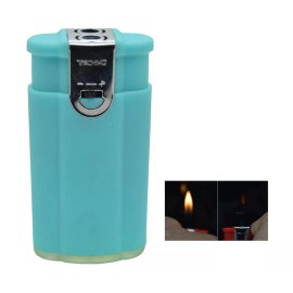 Techno Torch Soft Flame & Wind Proof Flame Dual Flame Torch Refillable Lighter - Baby Blue