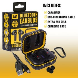 CAT Bluetooth Noise Canceling Ear Buds - Rugged Wireless Work Earbuds, Bluetooth Work Headphones, Dust Proof, Shock Proof, Water Resistant, Compatible with Apple, Android