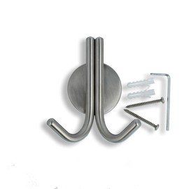MS Beschläge® Bristol Coat Hook Solid Stainless Steel Matt Brushed Double Hook Wall Hook