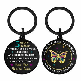 iyaone 5 Years Sobriety Gifts - Inspirational 5 Years Sober Keyring - 5 Years Sober Gifts for Men Women - 5 Years Recovery Gifts for Sober Anniversary