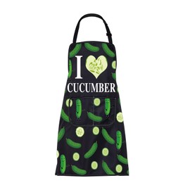 ENSIANTH Cucumber Apron Gifts Vegetable Print Apron Gifts for Pickle Lover Kitchen Cooking Chef BBQ Grill Apron with Pockets (Cucumber Apron)