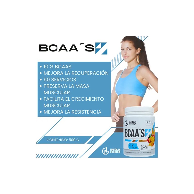 Kit Bcaas Aminoácidos Nanogen Nutrition 500g Recuperador