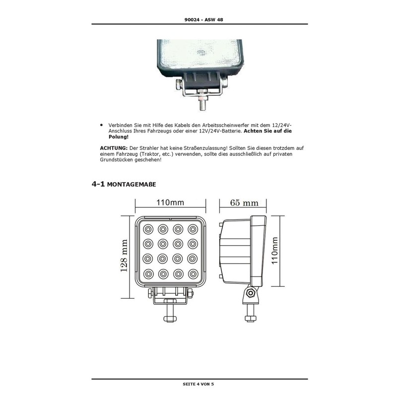 DEMA 12 Volt LED Work Light Workshop Headlight 16 x