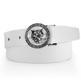 JEKIXHUA Men's Luxury Gold Tiger Buckle Cowhide Leather Dress Belt fit 44" Adjustable (Tiger 4, 22" - 42" Waist Adjustable)