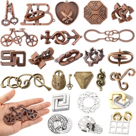 24Pcs Brain Teaser Puzzle for Adults,Highly Difficult Metal Brain Puzzles,IQ Logic Test Disentanglement Game 3D Metal Puzzle for Party Mind Challenge