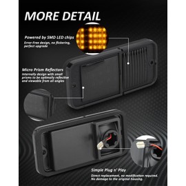 Bestview Side Marker Light Assembly Compatible with 1968-1972 Chevy C/K Series C10 GMC Series C1500 Suburban Blazer Jimmy Pickup Trucks, Amber Front & Red Rear Bumper Lamps, Smoked Lens 4PCS