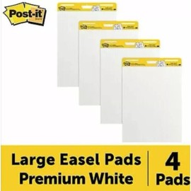 Post-it Self-Stick Easel Pad, 25 x 30, Wht, 4 30-Sheet Pads/CT (MMM559VAD)