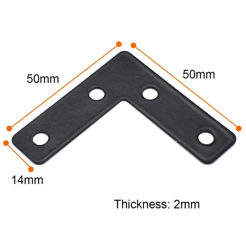 20 Pcs Black L-Shape Corner Brace Bracket,90 Degree Angle L