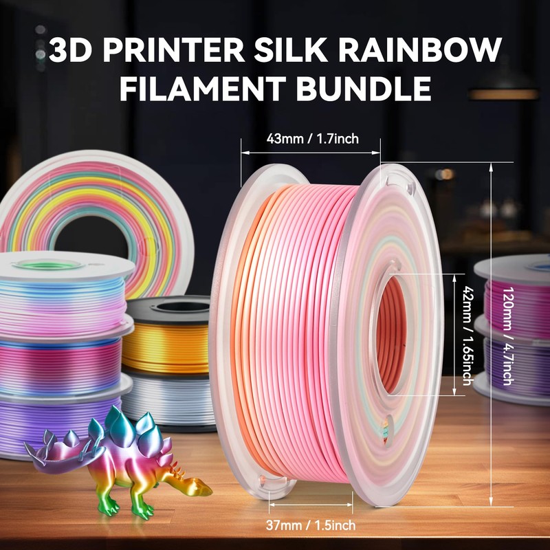 JAYO 3D Printer Filament Bundle, PLA Silk Filament Bundle Multicolor,