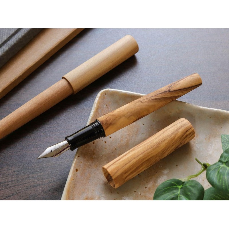 WANCHER World Tree Fountain Pen, Olive Wood Axis, Carefully Selected