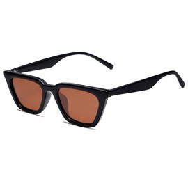 SOJOS Cateye SJ2169 Women's Polarised Vintage Retro Square Cool Women Slim UV400 Protection Classic Outdoor Modern Sunglasses, Black Frame/Brown Lenses