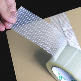 BOMEI PACK 4Rolls Bi Directional Filament Tape, Fiberglass Reinforced Strapping Tape, 6.7mil x 2inch x 55yds