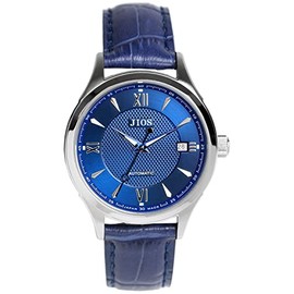 JIOS Automatic Watch, Made in Japan, Genuine Leather Belt, Made in Japan, Sapphire Glass (Blue x Blue Hands x Blue Crocodile Embossed Belt), Classic