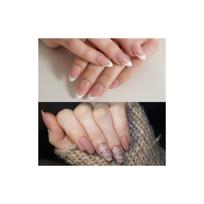 BTYMS 550 puntas de uñas postizas almendradas, uñas postizas transparentes