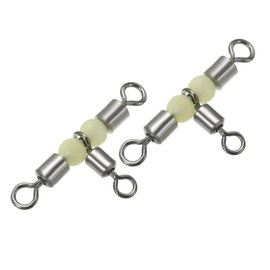 PATIKIL 3 Way Swivel 1.3x0.7 Inch, 30 Pack Cross Line T Turn Rolling Terminal Tackle with Luminous Beads for Catfish Surf Rig, Black