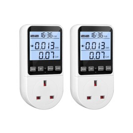 2 Pack Electricity Usage Monitor Power Meter 8 Modes, Energy Monitor with LCD Backlight Overload Sound Alarm, Energy Meter Power Consumption Monitor Socket KWH Amp Volt Watt Meter Plug Energy Monitor