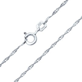 Bling Jewelry Thin Singapore Twisted Rope Link Chain 1.5 MM 020 Gauge for Women Necklace .925 Sterling Silver Italian 24 Inch