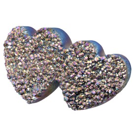 mookaitedecor Titanium Heart Shaped Crystal Geode Double Home Decoration Rock Crystal Natural Stone Reiki