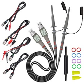 2 Packs Oscilloscope Clip Probes with BNC to Minigrabber Test Lead Kit 10:1 and 1:1 Switchable Bandwidth