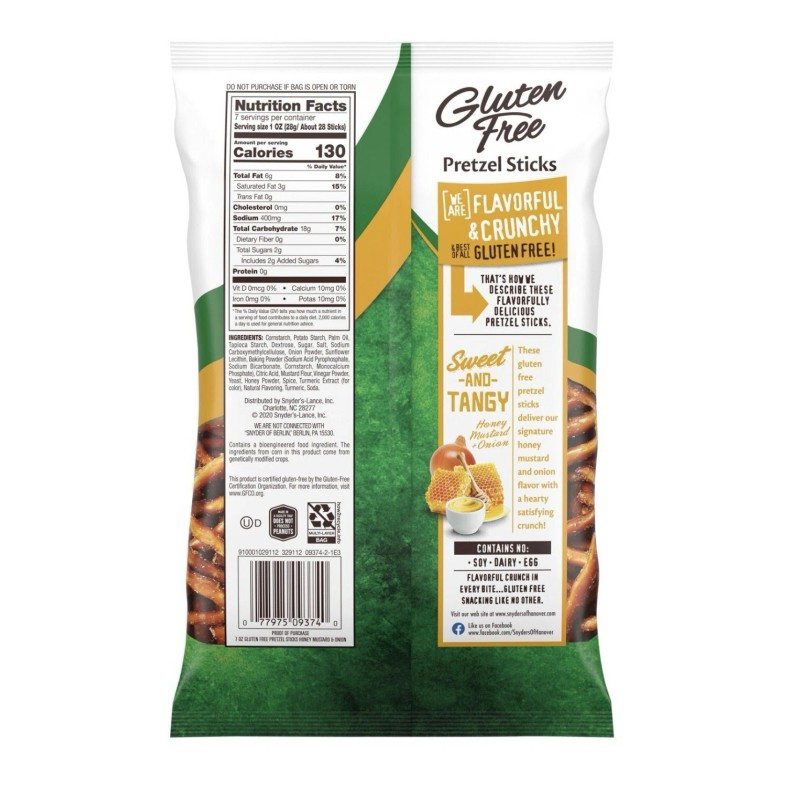 Snyder's 2 Bags Of Snyder's of Hanover, Gluten Free Pretzels,