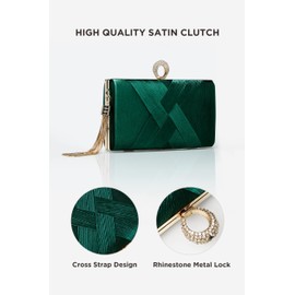BABEYOND Women's Clutch Evening Bag Women's Elegant Chain Bag and Removable Chain Wedding Prom Party Handbag, Crossbody Shoulder Bag, Small Shoulder Bag, Green