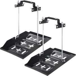 BBTO 2 Set Battery Hold Down Tray Kit Adjustable Universal Battery Hold Down Bracket Relocation Kit Trunk Metal Bracket Clamp for Boat Car Marine (10.6" Bolt with 13.4" Tray)