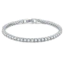 SecreTalk Moissanite Tennis Bracelet for Women, 5.2-6.0cttw 925 Sterling Silver D Color Ideal Cut Moissanite Bracelet with Certificate of Authenticity (4.0cttw, 6inch perimeter)