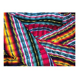 Short Headwrap Scarf Hair Tie Turban Woven Cotton Jeweltone Stripes Topaz Yellow Fuchsia Pink Blue